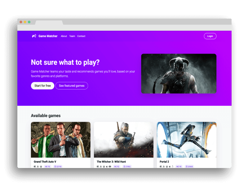 Game Matcher - App de recomendación de videojuegos
